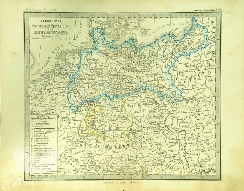 Mapa – Nemecko, prehľad politického rozdelenia